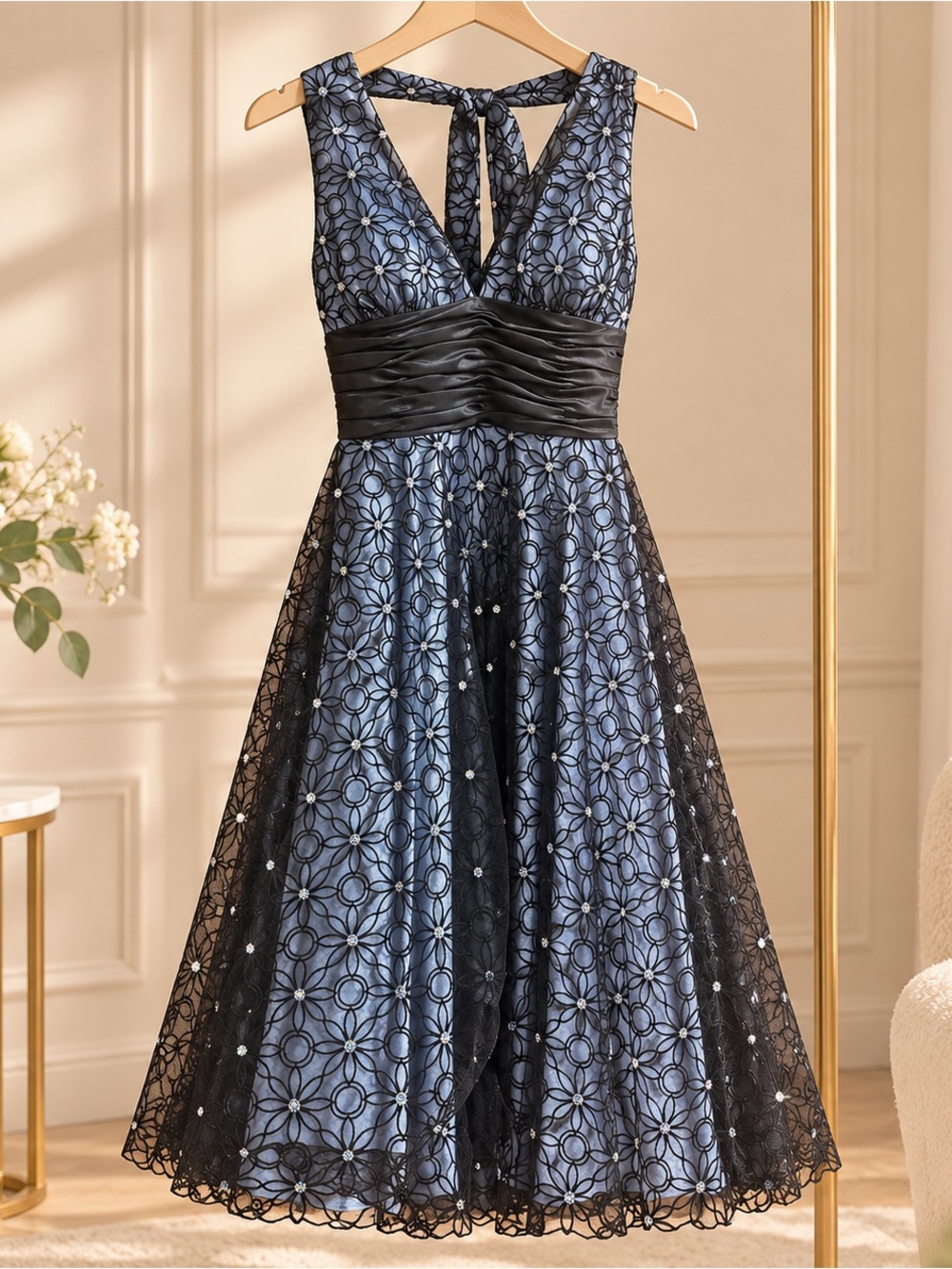 NWT Adrianna Papell Lace Halter Cocktail Dress Size 4 Holiday NYE Party - Picture 4 of 6